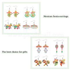 8 пара акриловых подвесных серег в виде кактуса EJEW-AN0001-38