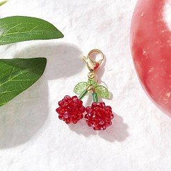 Вишневый акрил с подвесками из стеклянных бусин&nbsp;HJEW-MZ00226