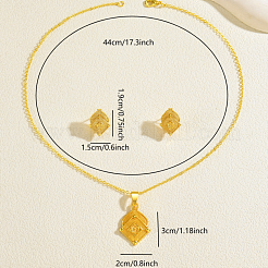 Комплект из латунного ромба с подвеской-цветком и серег-гвоздиков для женщин&nbsp;IE5551