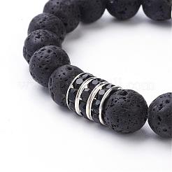 Эластичные браслеты из натурального вулканического камня&nbsp;BJEW-JB02757-01
