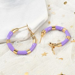 Серьги-кольца из нержавеющей стали с вакуумным покрытием PVD 201 для женщин EJEW-B016-33D