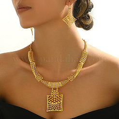 Комплекты из ожерелья и серег с квадратным кулоном из винтажного сплава для женщин&nbsp;OH7924