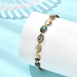 Armbänder aus natürlicher Paua-Muschel und Messingperlen für Damen&nbsp;BJEW-JB13708
