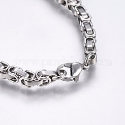 変色しにくい201ステンレススチール製ビザンチンチェーンブレスレット  カニカン付き  ステンレス鋼色  8-5/8インチ（22cm）  4mm&nbsp;BJEW-F331-06P