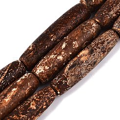 天然樹皮瑪瑙ビーズの連  バレル  49~56x12~15mm  穴：2~3mm  約7個/連  13.98~14.57インチ（35.5~37cm）&nbsp;G-Q606-81