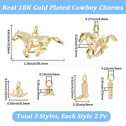 6 шт. 3 х стилей ковбойские латунные подвески&nbsp;KK-BBC0021-62