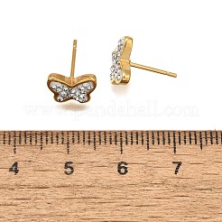 12 paire de boucles d'oreilles à tige en acier inoxydable 304 avec strass&nbsp;EJEW-B135-01G-01