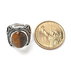 Anillos ajustables de ojo de tigre natural&nbsp;RJEW-I108-02AS-07