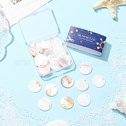32 шт. плоские круглые/дисковые подвески из натуральной пресноводной ракушки&nbsp;SHEL-SC0001-98B