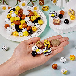 Печатные бусы из натурального дерева&nbsp;WOOD-TA0002-54