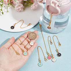 Плоский круглый кулон с эмалью из сплава и буквой А&nbsp;HJEW-AB00704