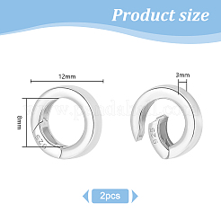2 шт. 925 кольца-пружинки из стерлингового серебра с 925 штампами STER-PH0002-15