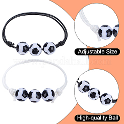 20шт 2-цветный пластиковый футбольный браслет из плетеных бусин&nbsp;BJEW-SP0001-19