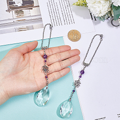 2 pendentif décoratif en forme de larme de verre&nbsp;HJEW-WH00100