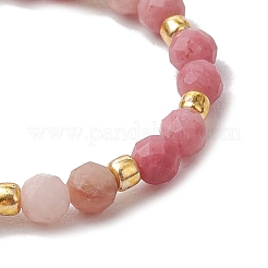 Bagues extensibles en perles de rhodonite naturelle pour femmes&nbsp;RJEW-JR00868-09