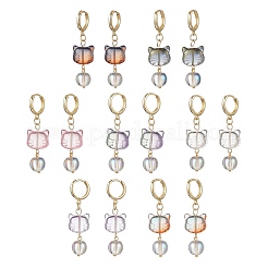 7 пара сережек-колец в стиле лэмпворк&nbsp;EJEW-JE06547