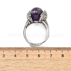 Natürliche Amethystflügel verstellbare Ringe&nbsp;RJEW-K241-04AS-08