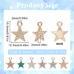 36шт 6 цвета подвески из сплава со стразами RB-SC0001-16