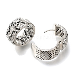 Orecchini a cerchio con micro pavé di zirconi in ottone placcato cremagliera&nbsp;EJEW-H016-17P