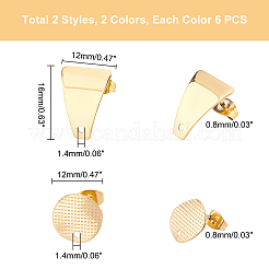 24 шт. плоская круглая и трапециевидная фурнитура для сережек-гвоздиков из нержавеющей стали 304 STAS-UN0027-44