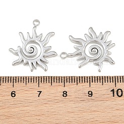 304ステンレスペンダント  螺旋状の太陽のチャーム  ステンレス鋼色  22.5x19.5x1.5mm  穴：2mm&nbsp;SA-CBA7A79-01P