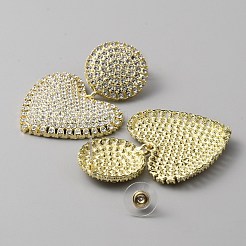 Серьги-гвоздики с кристаллами и стразами в форме сердца с 925 булавкой из стерлингового серебра&nbsp;EJEW-WH0011-27LG