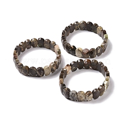 天然の富の石ジャスパー オーバル ビーズ ストレッチ ブレスレット  女性のためのアクセサリー用原石のアクセサリー  内径：2-1/8インチ（5.4~5.5cm）&nbsp;G-E010-01X
