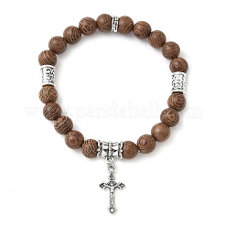 Браслеты с подвесками из сплава крестов BJEW-JB12357-02