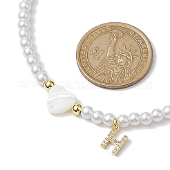 Ожерелья с подвесками из латуни микро-паве класса AAA с кубическим цирконием и буквами NJEW-JN04771-08