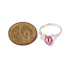 8 шт. медные стеклянные кольца для пальцев RJEW-JR00924-02