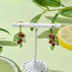 Рождественская серьга-гвоздик из натурального сердолика EJEW-TA00477