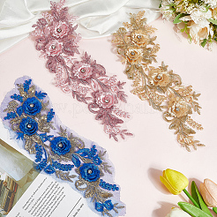 Полиэстер вышитые кружевные нашивки на ткань&nbsp;AJEW-WH20070-069A