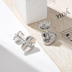 Серьги-гвоздики из латуни с микропаве из прозрачного кубического циркония EJEW-K299-01P-P