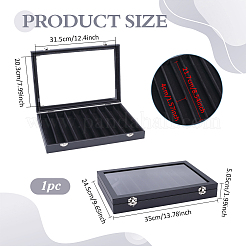 Présentoir à stylos à un compartiment en MDF recouvert de cuir PU avec couvercle transparent en acrylique&nbsp;ODIS-WH0086-232A-02