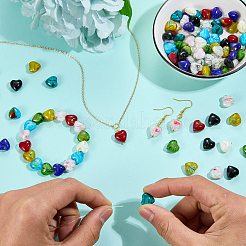 ミルフィオリガラスビーズ 1 連  ハート  ラベンダー  11.5~12x12x6.5~7mm  穴：0.8mm  約50個/連  22.05''（56センチメートル）&nbsp;LAMP-SZ0001-47A