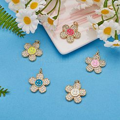 5шт 5 цвета латунные микропаве прозрачные кубические циркониевые подвески ZIRC-SZ0003-95