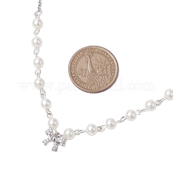 Ожерелья с подвеской из латуни с микропаве и бантом из кубического циркония&nbsp;NJEW-JN04908