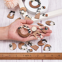 20 pièces 10 pendentifs en résine transparente et bois de noyer&nbsp;RESI-KS0001-09