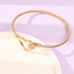 Bracciali rigidi da donna in acciaio inossidabile 304 con cuori di cristallo e strass.&nbsp;SA-CBA2192-06G