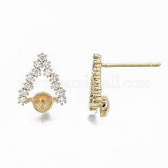 Серьги из латуни с микропейвом и прозрачным фианитом&nbsp;KK-S356-126G-NF