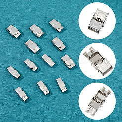12個 2スタイル長方形201ステンレススチール時計バンド留め金  ステンレス鋼色  25x12~15.5x7~8mm  穴：8~12x3mm  6個/スタイル&nbsp;STAS-DC0016-42