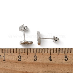 Orecchini a bottone con micro pavé di zirconi chiari in ottone placcato cremagliera&nbsp;EJEW-K299-01P-U