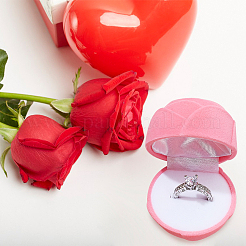 Шкатулки для драгоценностей из розового бархата CON-WH0092-63A