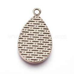 プラスチックチャーム  合金パーツ  ティアドロップ  ライトゴールド  パープル  28.5x17x2.5mm  穴：2.5mm&nbsp;PALLOY-F245-01B