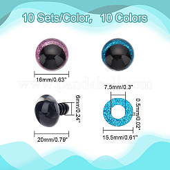 10 пакетик 10-х цветных пластиковых кукольных глаз FIND-PH0018-07