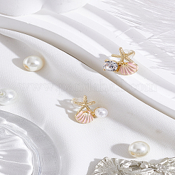 Асимметричные серьги со стразами и пластиковым жемчугом&nbsp;EJEW-LP0003-96C