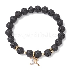 Браслеты с подвесками из латуни с микропаве из кубических цирконий BJEW-JB12701