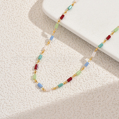 Геометрические латунные стеклянные колонны цепочки ожерелья для женщин повседневные украшения для отпуска&nbsp;BU2743