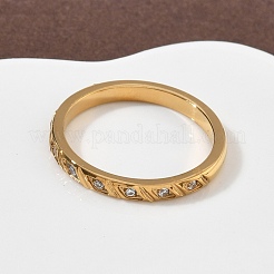 Кольца из нержавеющей стали 304 с кубическим цирконием для женщин&nbsp;RJEW-F189-01G