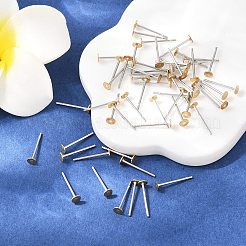 Серьги-гвоздики из нержавеющей стали 304 с плоской круглой латунной головкой&nbsp;X-STAS-R073-01